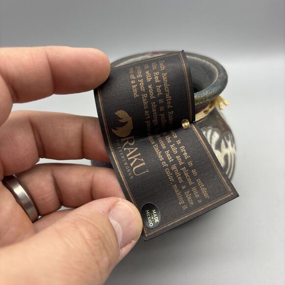 Earth & Fire Raku Potteryworks Tribal Vase Pot Signed by Artist Jeremy Diller - Picture 3 of 9